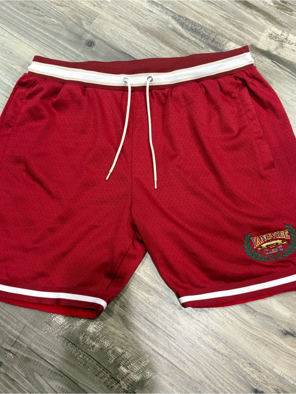 Vintage Rare “YangVibe” Red Drawstring Mens XL Basketball Shorts Like New